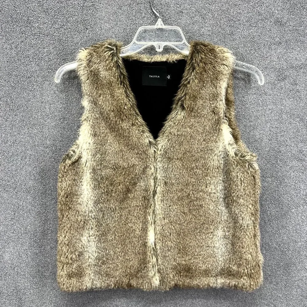 TALULA Vest Womens Medium Brown Faux Fur Aritzia Park Slope Plush Jacket